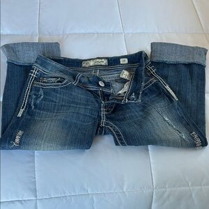 BKE Blue Distressed Ankle Jeans